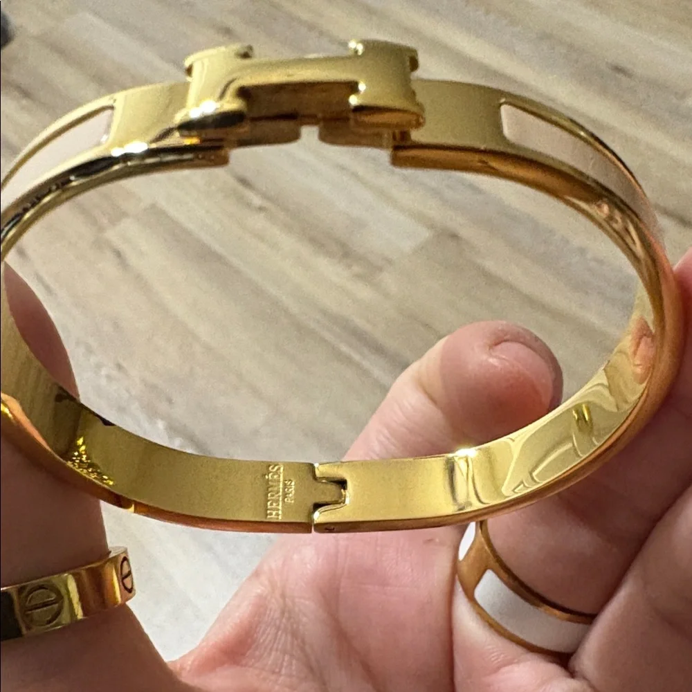 Hermes bracelets tan and gold - Picture 2 of 3